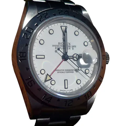 Rolex Explorer II "Polar" — dial detail — stand-in photograph